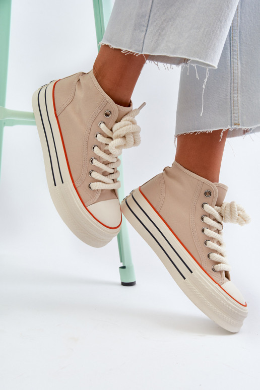 Laisvalaikio bateliai su platforma smėlio spalvos Aineri Laisvalaikio bateliai su platforma smėlio spalvos Aineri