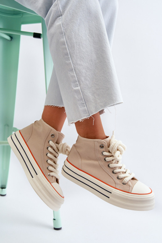 Laisvalaikio bateliai su platforma smėlio spalvos Aineri Laisvalaikio bateliai su platforma smėlio spalvos Aineri