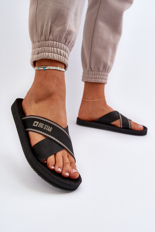 Moteriškos šlepetės Big Star NN274A059 juodos spalvos Moteriškos šlepetės Big Star NN274A059 juodos spalvos