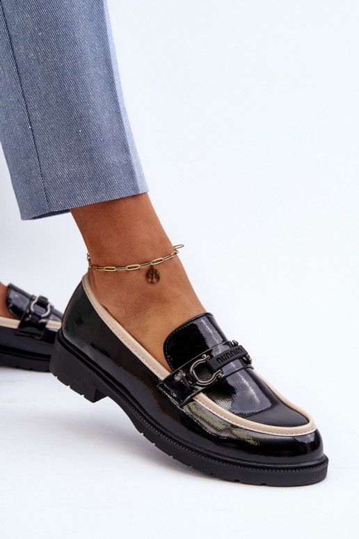 Moteriški lakuoti batai Mokasinai S.Barski HY336A juodos spalvos Moteriški lakuoti batai Mokasinai S.Barski HY336A juodos spalvos