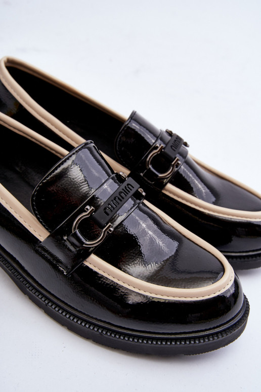 Moteriški lakuoti batai Mokasinai S.Barski HY336A juodos spalvos Moteriški lakuoti batai Mokasinai S.Barski HY336A juodos spalvos