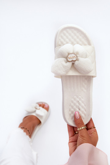 Moteriškos šlepetės su ornamentaisj Platformie baltos spalvos Cedrella 2