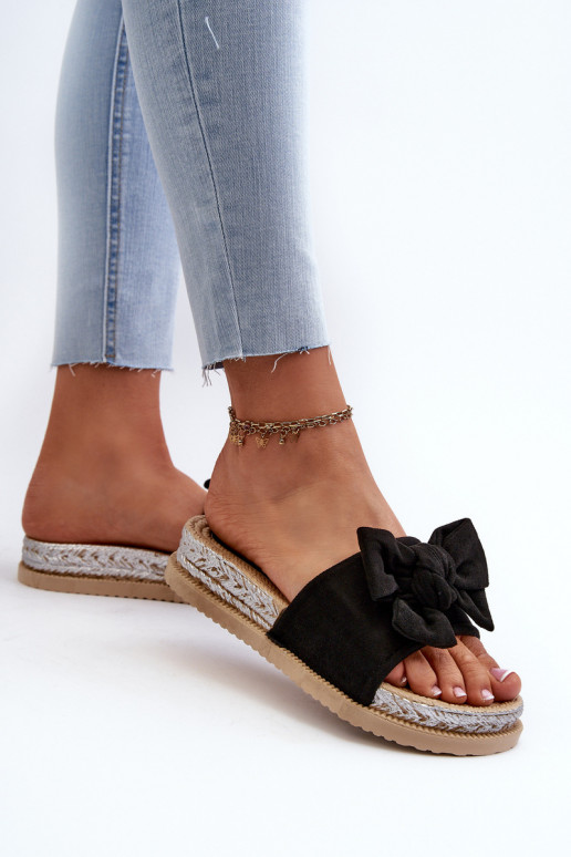 Šlepetės su platforma su kaspinais juodos spalvos Aflia Šlepetės su platforma su kaspinais juodos spalvos Aflia