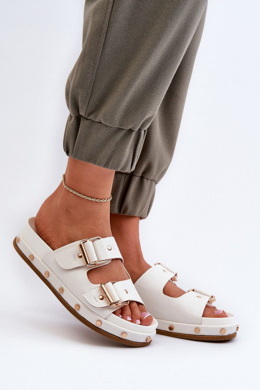 Moteriškos šlepetės su platforma Big Star NN274081 baltos spalvos