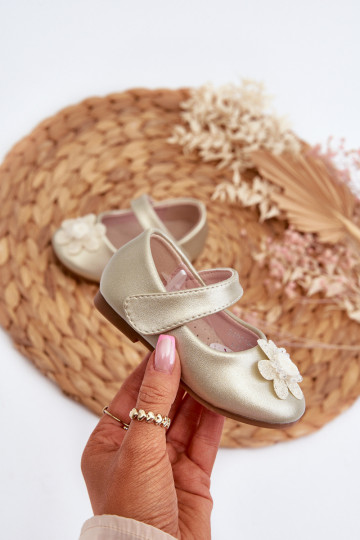 balerinos  Vaikiški su lipniais užsegimais su ornamentais aukso spalvos Serinde 2