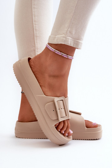 Lengvos šlepetės su platforma su sagtimis Big Star NN274A666 smėlio spalvos 2