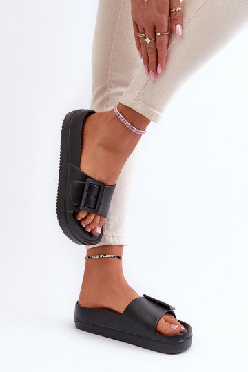 Lengvos šlepetės su platforma su sagtimis Big Star NN274A662 juodos spalvos 2