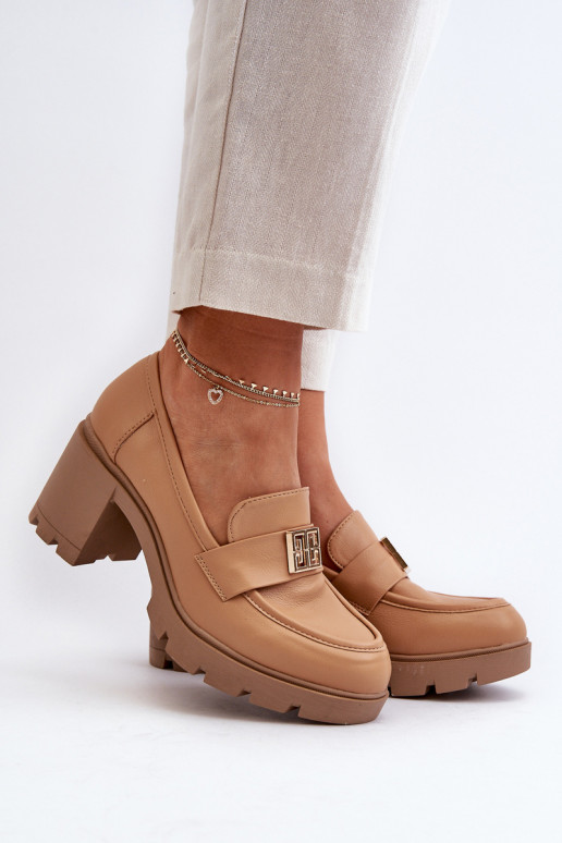 batai   plačiu kulnu su ornamentais rudos spalvos Ranunca