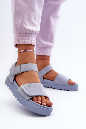 Zomšinės basutės su platforma Big Star NN274706 mėlynos spalvos