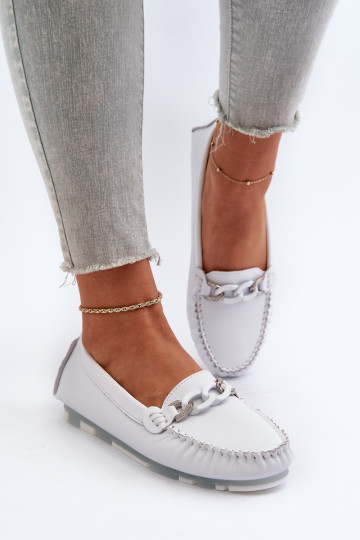 moteriški mokasinai su ornamentais baltos spalvos S.Barski LR339