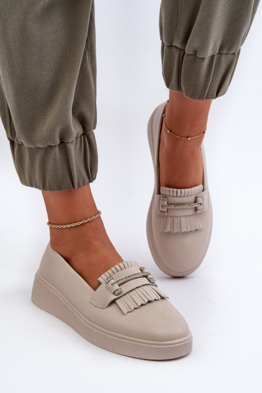 moteriški mokasinai   su platforma smėlio spalvos S.Barski LR590