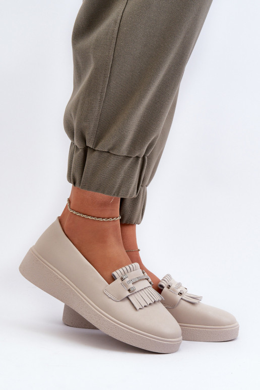 moteriški mokasinai   su platforma smėlio spalvos S.Barski LR590