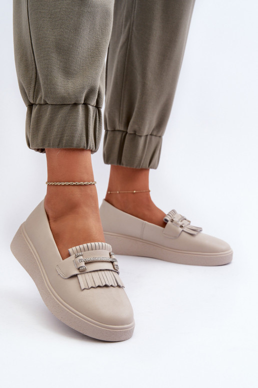 moteriški mokasinai   su platforma smėlio spalvos S.Barski LR590