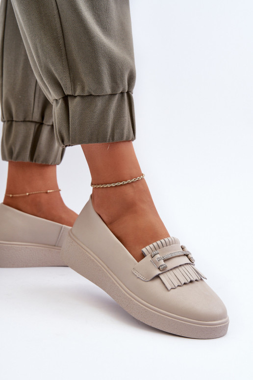 moteriški mokasinai   su platforma smėlio spalvos S.Barski LR590