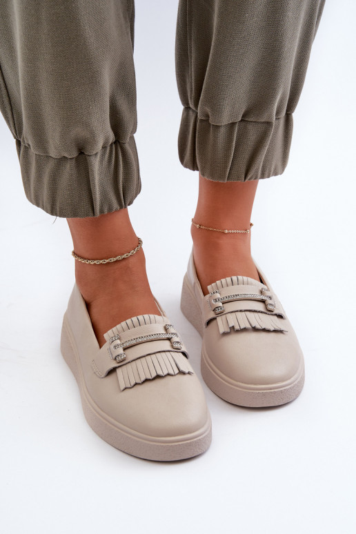 moteriški mokasinai   su platforma smėlio spalvos S.Barski LR590