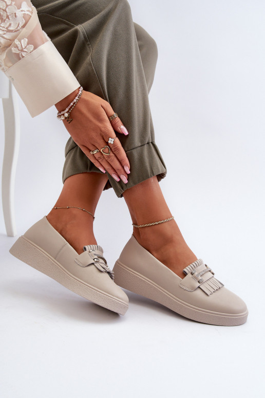 moteriški mokasinai   su platforma smėlio spalvos S.Barski LR590