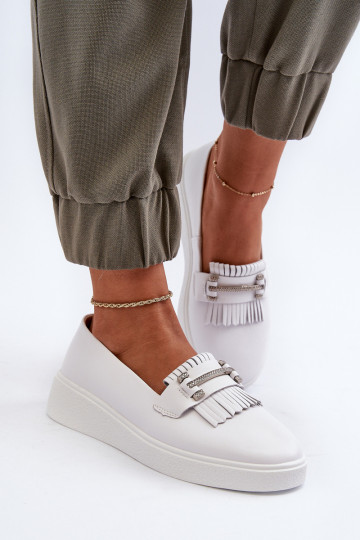 moteriški mokasinai   su platforma baltos spalvos S.Barski LR590