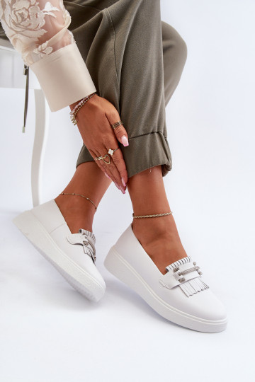 moteriški mokasinai   su platforma baltos spalvos S.Barski LR590 2