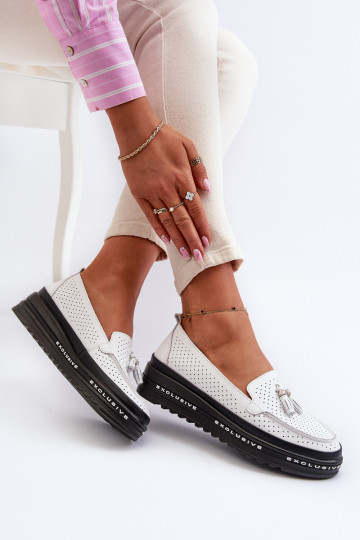 Moteriški mokasinai paaukšintu padu baltos spalvos Assetnima 2