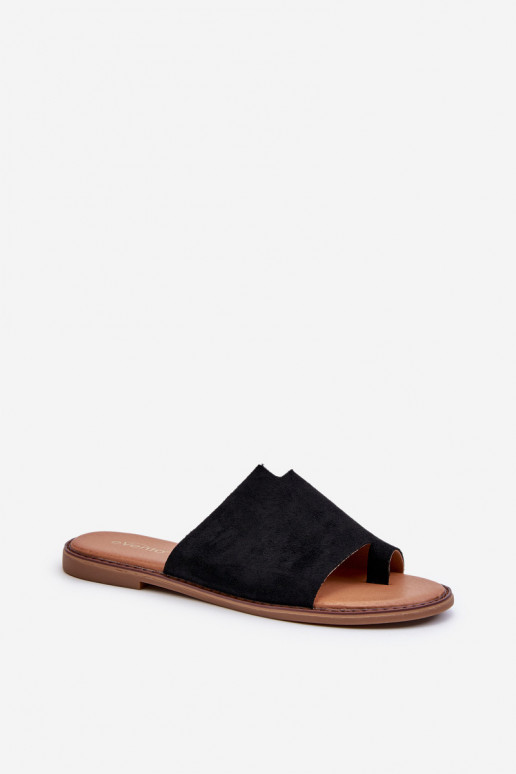 zomšinės šlepetės  juodos spalvos Amite zomšinės šlepetės  juodos spalvos Amite