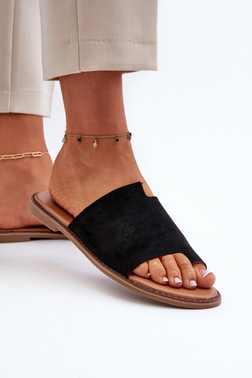 zomšinės šlepetės  juodos spalvos Amite zomšinės šlepetės  juodos spalvos Amite