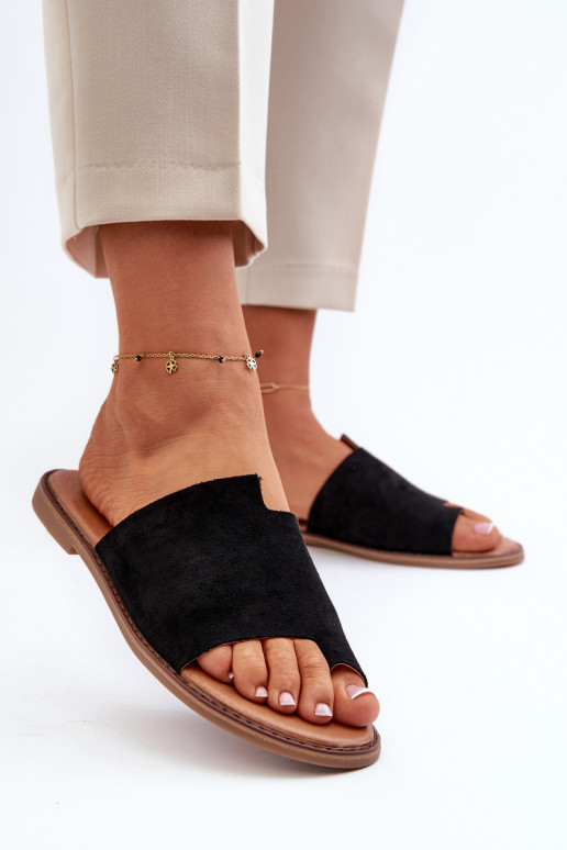 zomšinės šlepetės  juodos spalvos Amite zomšinės šlepetės  juodos spalvos Amite