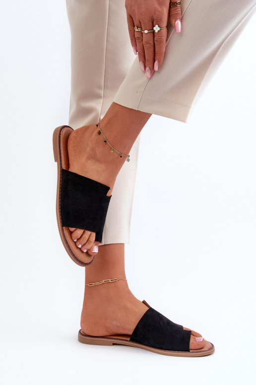 zomšinės šlepetės  juodos spalvos Amite zomšinės šlepetės  juodos spalvos Amite