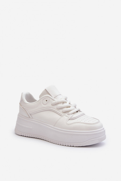 Sneakers modelio batai   su platforma iš dirbtinės odos baltos spalvos Vhisper