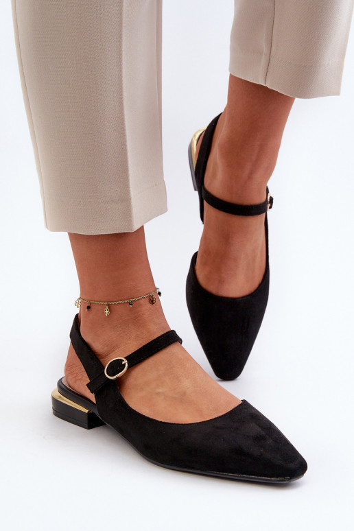 Balerinos   žemu kulniuku su atviru kulnu Sergio Leone SK831 juodos spalvos