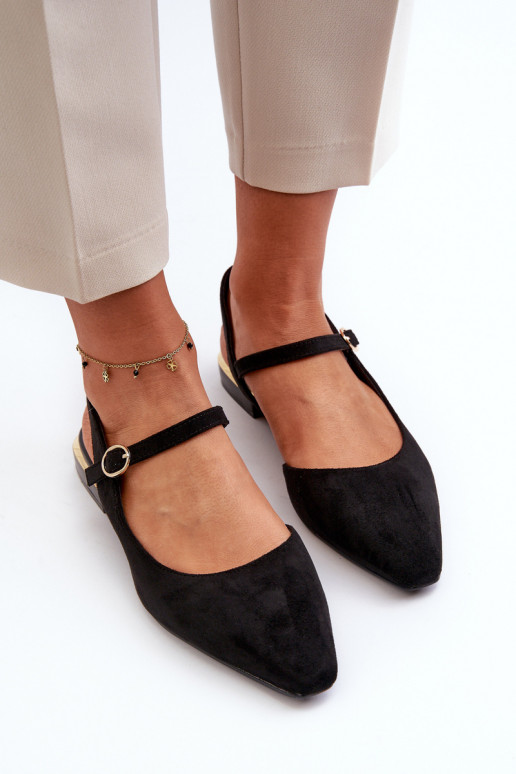 Balerinos   žemu kulniuku su atviru kulnu Sergio Leone SK831 juodos spalvos