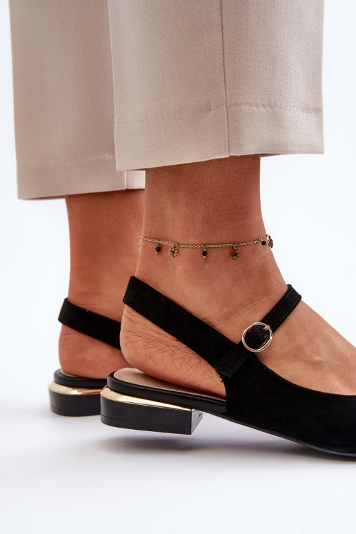 Balerinos   žemu kulniuku su atviru kulnu Sergio Leone SK831 juodos spalvos