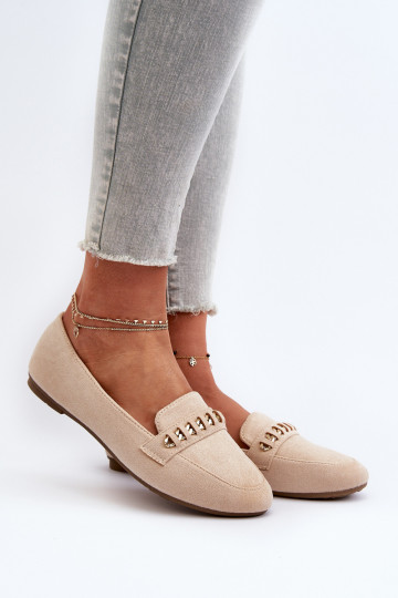 Blizgantys mokasinai   su grandinėlėmis smėlio spalvos Aredilla 2