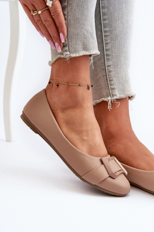 Balerinos su dirželiais  Eko   smėlio spalvos Cadwenla