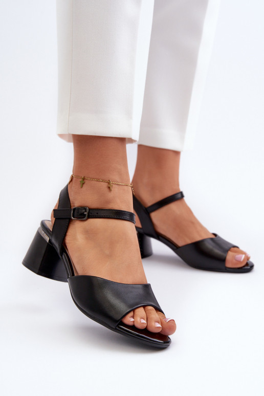 Moteriškos basutės žemu kulniuku Eko   Sergio Leone SK876 juodos spalvos