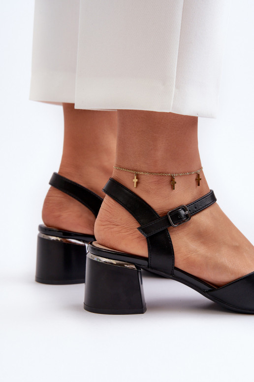 Moteriškos basutės žemu kulniuku Eko   Sergio Leone SK876 juodos spalvos