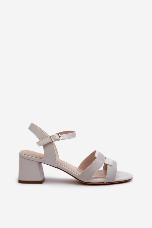 Moteriškos basutės su kulniukais iš eko odos Sergio Leone SK894 pilkos spalvos