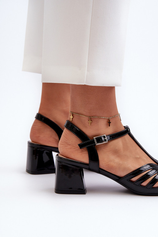 su lako efektu   Elegantiškos aukštakulnės basutės Sergio Leone SK880 juodos spalvos