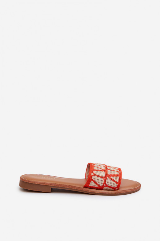 Moteriškos šlepetės su plačiais kulniukais oranžinės spalvos Traivea Moteriškos šlepetės su plačiais kulniukais oranžinės spalvos Traivea