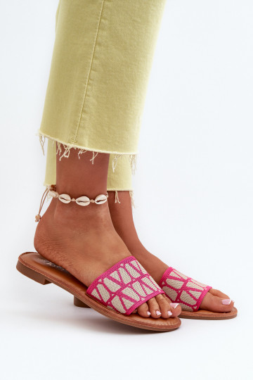 Moteriškos šlepetės su plačiais kulniukais rožinės spalvos Traivea 2