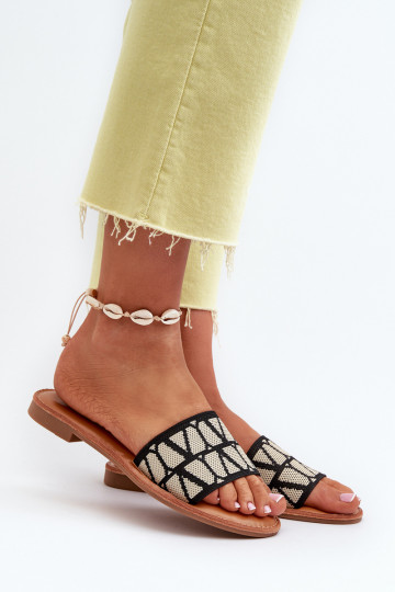 Moteriškos šlepetės su plačiais kulniukais juodos spalvos Traivea 2