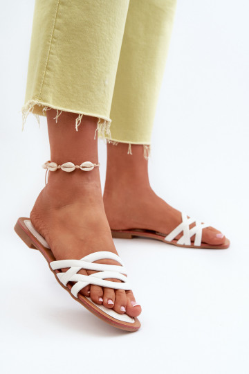 Moteriškos šlepetės Eko   su plačiais kulniukais baltos spalvos Moldela 2