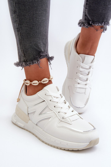Sneakers modelio batai   iš dirbtinės odos baltos spalvos Kaimans
