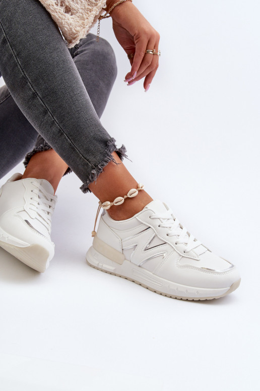 Sneakers modelio batai   iš dirbtinės odos baltos spalvos Kaimans