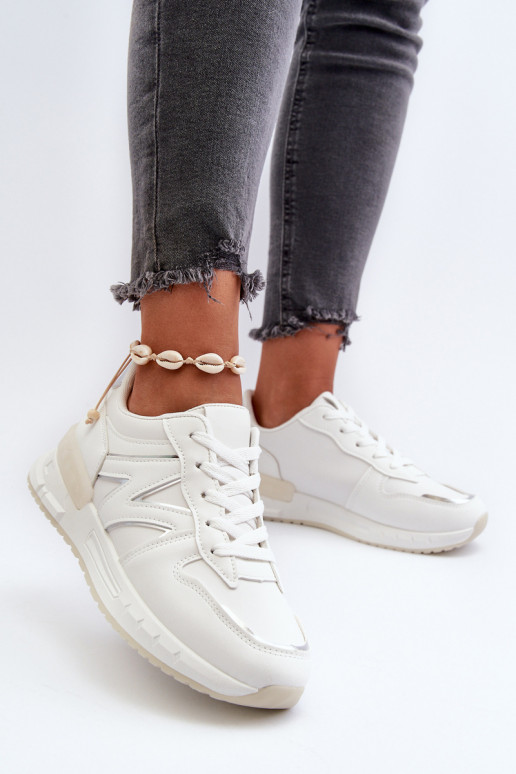 Sneakers modelio batai   iš dirbtinės odos baltos spalvos Kaimans