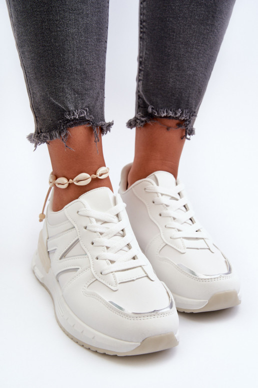 Sneakers modelio batai   iš dirbtinės odos baltos spalvos Kaimans