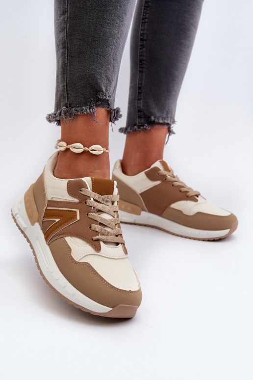 Sneakers modelio batai   iš dirbtinės odos rudos spalvos Vinelli