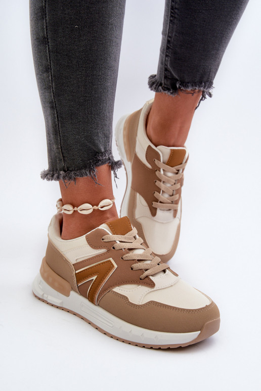 Sneakers modelio batai   iš dirbtinės odos rudos spalvos Vinelli