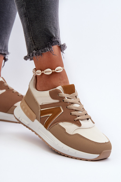 Sneakers modelio batai   iš dirbtinės odos rudos spalvos Vinelli