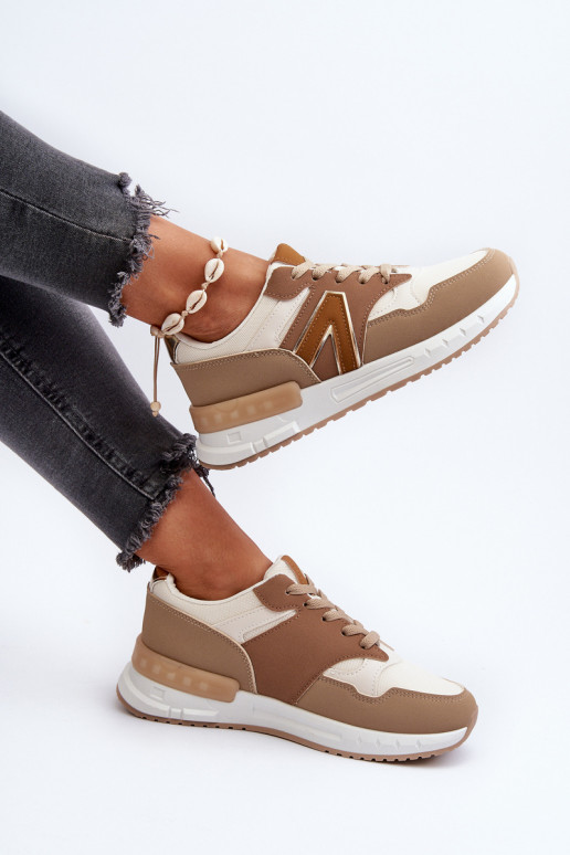 Sneakers modelio batai   iš dirbtinės odos rudos spalvos Vinelli