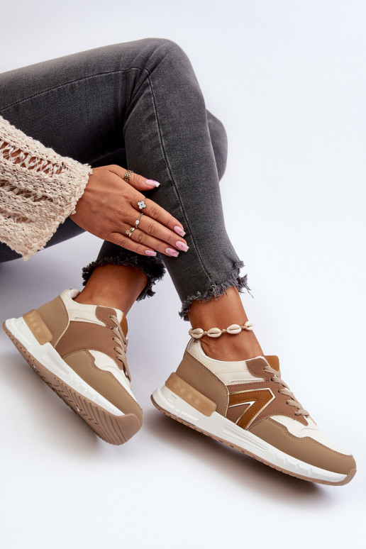Sneakers modelio batai   iš dirbtinės odos rudos spalvos Vinelli